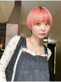 【coral】マッシュショート_コーラルピンク_ケアブリーチ