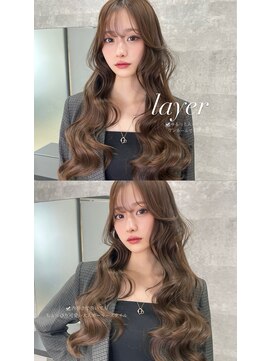 リリー(Lilley) くすみベージュ×姫カットレイヤー×韓国風巻き【ayana】