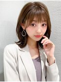ボブシースルーぱっつん前髪おくれ毛ロブミディアムロング