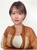 イメチェン ピンクベージュ 前髪 大人ショート 似合わせカット