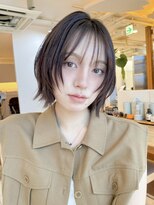 ビーチ(BEACH) 前髪ありショートレイヤーボブミントブラウンナチュラル縮毛矯正