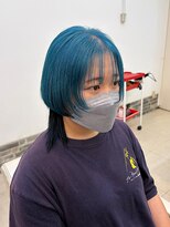 ヘアーアンドエステ ハラダ 滝ノ水店(Hair&Esthe Harada)&nbsp;ケアブリーチダブルカラー/ターコイズブルー/顔まわりカット