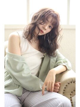 ヘアーメイクパウダー 天王寺寺田町店(Hair make powder) 小顔外ハネミディアムアッシュ20代30代40代くびれミディ韓国ヘア