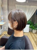 丸みショートボブ×フォギーベージュ 大人可愛い