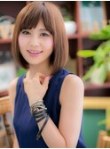 ぶつ切りボブ前下がりナチュラルストレートc5戸頭20代30代40代