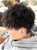 スパイラルパーマ(メンズヘアツーブロックマッシュ)