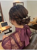 ヘアアレンジ/編み込みアップ/シニヨン