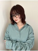 小顔前髪顔周りレイヤー× 暖色カラー デザイン カラー