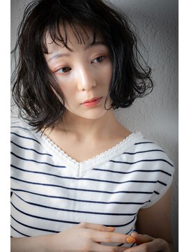 カバーヘア ブリス 大宮西口(COVER HAIR bliss) オン眉くせ毛風カール小顔外ハネボブパーマu大宮20代30代40代