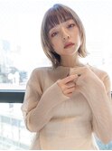 大人かわいい前髪セシルカットココアブラウンフリンジウェーブ