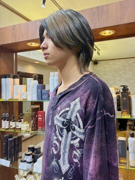 ヘアークルーズピース (hair cruise Piece) デザインカラー/ハイライト/メンズミディアムウルフ