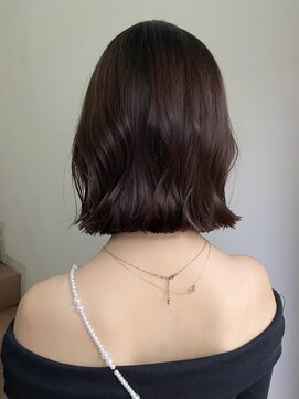 サンク 原宿 表参道(cinq) マロンベージュヘーゼルベージュカラー顔周りレイヤーカットボブ