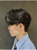 メンズセンターパートウルフセンターパートニュアンスパーマ襟足