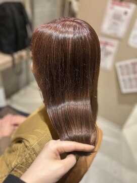 白髪ぼかしハイライト×ピンクベージュ