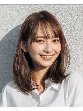 ルシードスタイル アウラ 松戸市五香(LUCIDO STYLE Aura) 黒髪×ココアベージュ小顔に見せるヘアのナチュラルミディ
