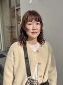 透け感ブラウン×ワンカールレイヤー