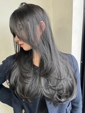 スターズ 川越店(STARS) レイヤーカット 顔周りカット 韓国ヘア ダークグレージュ ツヤ髪
