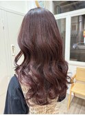 ピンクレッド◯ブリーチなしカラー/10代20代30代