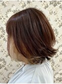 30代40代50代大人ボブ/イヤリングカラー／白髪ぼかしカラー