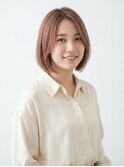 あご下ボブ顏まわりレイヤー10代20代30代ピンクブラウン