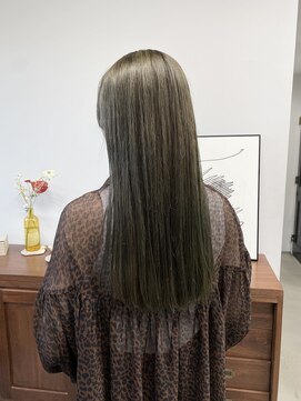 ヘアー アイス 御器所本店(HAIR ICI) ブリーチなしオリーブカラー×髪質再生カラー夏カラー