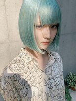 ピークアブー 原宿ハラカド(PEEK-A-BOO) 水色カラー/ブルーカラー/ハイトーンボブ/ホワイトカラー