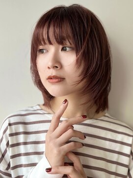 ガーデン 銀座(GARDEN) 顔まわりレイヤーボブ/ボブルフ/暖色カラー/チェリーレッド/銀座