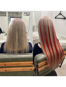 ミルクティーベージュ×レッドハイライト★ mao_241