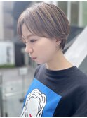 「NUDE」#大人ガーリー ブリーチなしアッシュ 前下がりショート