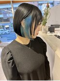 インナーブルーボブ　インナーカラー　ブルーカラー