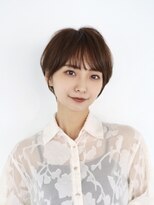 30代40代50代耳かけショートボブ前髪あり丸みショート白髪ぼかし