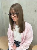 斜めバング/グレージュカラー/デザインカラー/シルキーベージュ