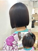 髪質改善ストレート 縮毛矯正 前下がりボブ 切りっぱなしボブ