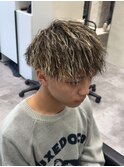 金メッシュパイルツイスト／京都メンズパーマ／ツイストパーマ