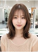 ダークパープルレイヤーカットミルクブラウン髪質改善