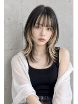 ヌフ(neuf) 顔まわりレイヤー×インナーカラーホワイトベージュ