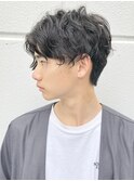 お洒落前下がりスパイラルパーマ×ハンサムショート