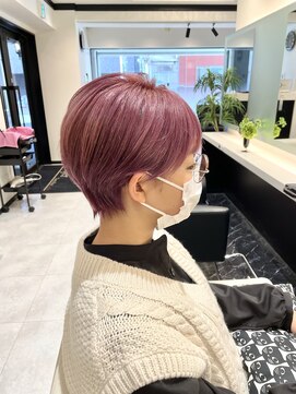 シファー(～Cifer) ミルクティーピンク丸みショート耳掛けショートボブお客様ヘア☆