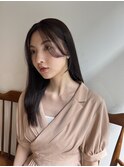 大人かわいい美髪ストレート/ピンクベージュ/シースルーバング
