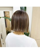 アオ 岡野 横浜(a-o) 【安藤貴志】切りっぱなしボブxオリーブアッシュxハイライト