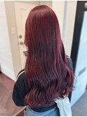 【白石】ブリーチなしワインレッド艶カラー赤髪ボルドー原宿