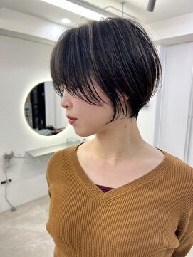 メルバイグラフ 梅田(mel by GRAFF) ショートカットxひし形ショートボブ×前髪あり20代30代40代