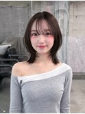 黒髪ボブルフネビージュ小顔ワンレン顔まわり韓国レイヤーカット