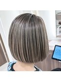細めハイライトバレイヤージュ オリーブベージュ系