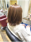 自然な縮毛矯正外ハネレイヤースタイル