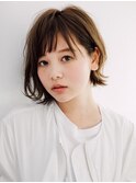 黒髪グレーベージュレイヤーロングアッシュ前髪パーマ