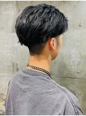 ツーブロック メンズショート マッシュショート 黒髪 束感