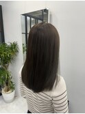 韓国顔まわりレイヤーカットグレージュオリーブベージュブラウン