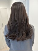 シアーカラーブラウングレージュロングブリーチなしカラー秋