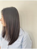 地毛風カラー/地毛風ストレート/黒髪ロング/縮毛矯正/髪質改善